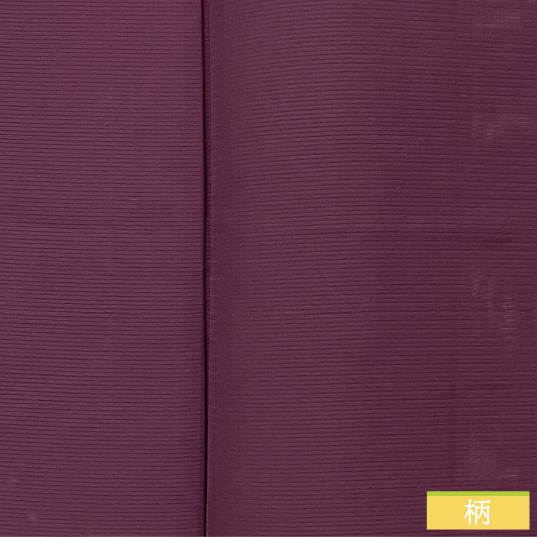 Summer item, pure silk iromuji kimono, rank A. Length 150cm, Yuki length 62cm. Mulberry color, plain design, mitsu-uroko pattern, one family crest. Ro (gauze weave), purple系. 1132003463120