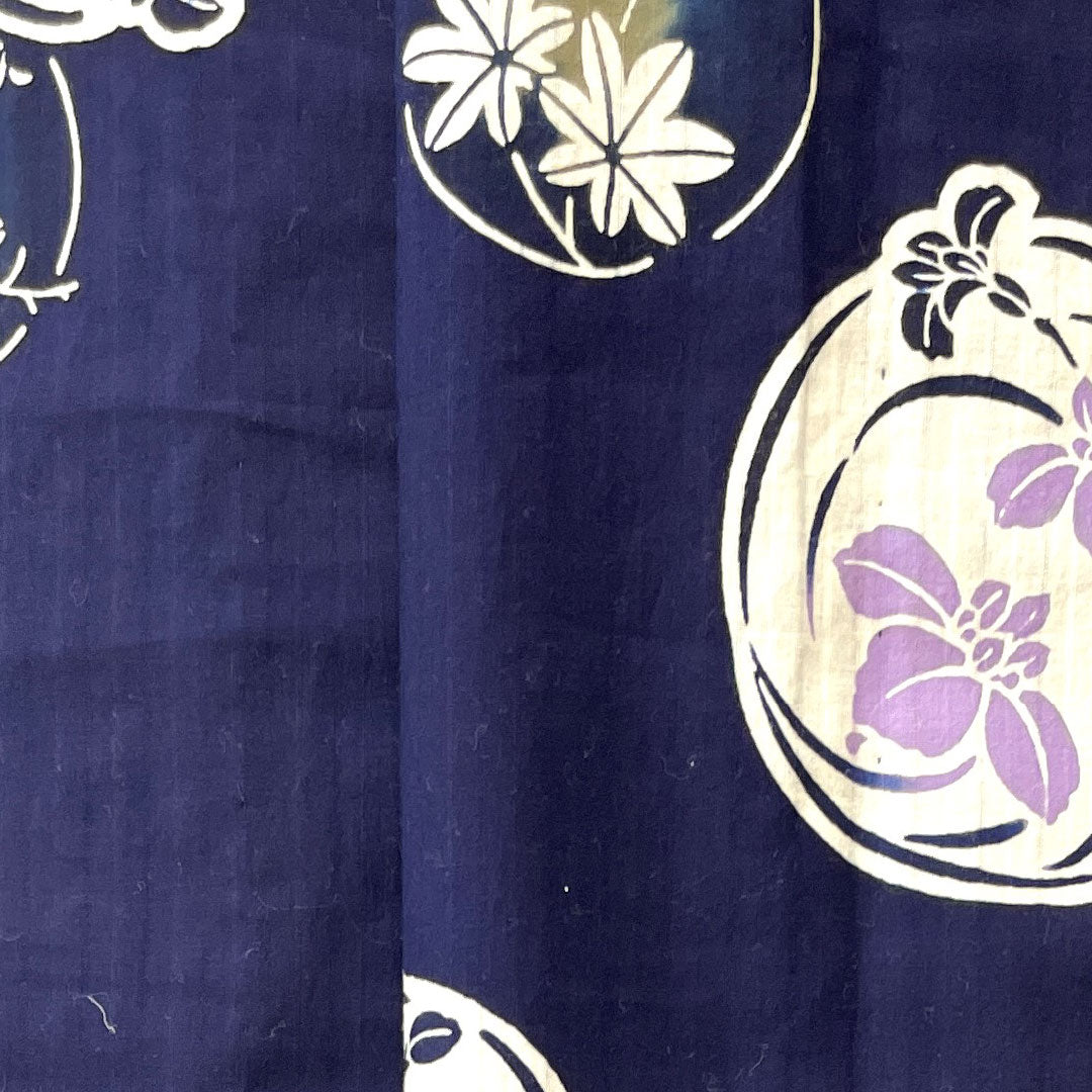 Yukata with basting thread, unused, dark blue, iris, cotton, S rank, single layer, length 166cm, sleeve length 67.5cm, navy blue, 1118002822518