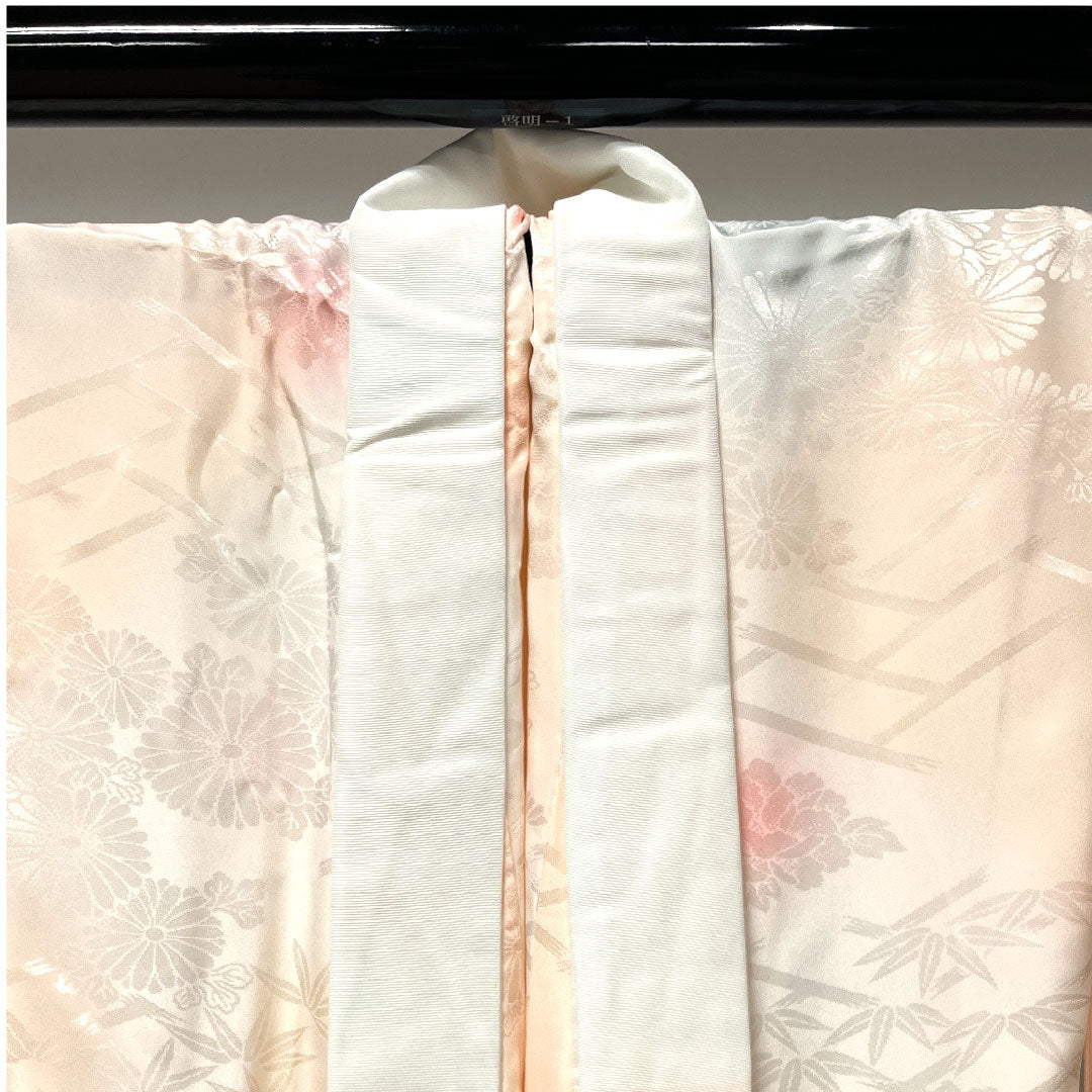 長襦袢 正絹 身丈134cm 裄丈65cm 袷  花模様 ぼかし染  Sランク ピンク系 1129000352413
