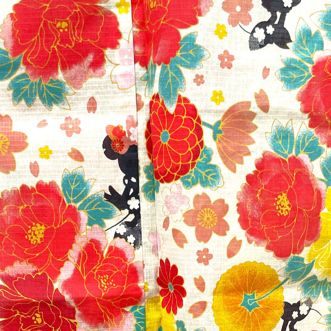 Yukata Disney Minnie Mouse Peony Cherry Blossom Chrysanthemum Cotton S Rank Single Layer Length 162cm Sleeve Length 65.5cm White 1118003902411