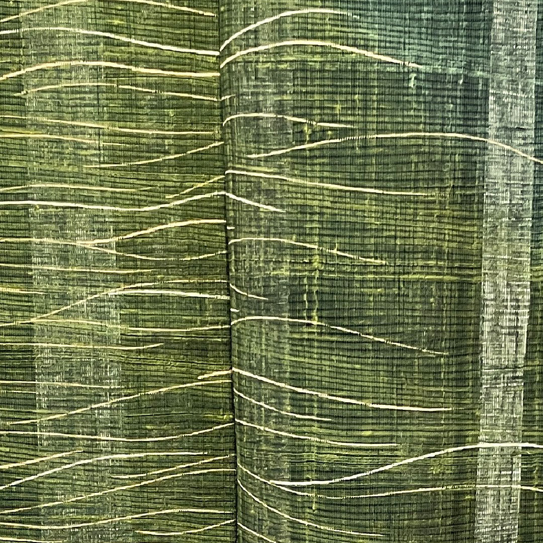 Summer pure silk formal kimono, length 160cm, sleeve length 65cm, dark green, abstract pattern, pongee fabric, S rank, green 1132000572419