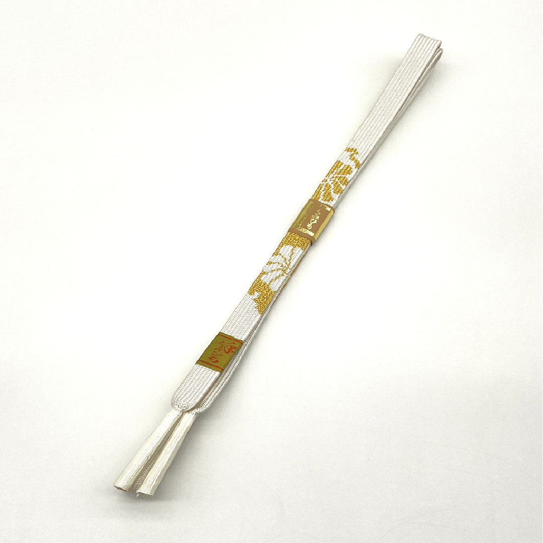 (Like new) Pure silk obijime and obiage set, Grade A, for weddings and receptions, includes fan, approximately 158cm long and 1.5cm wide, white, for formal kimono. Product number: 1141000033311