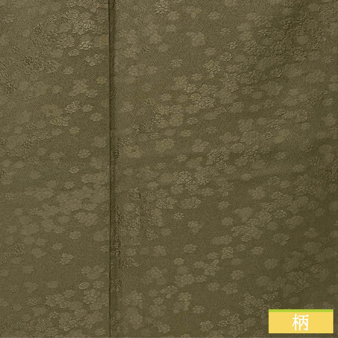 Men's silk S-rank kimono, length 130cm, sleeve length 66cm, soot-colored (susuiro) small flower pattern, lined, brown, with basting thread, product number 1119001452314