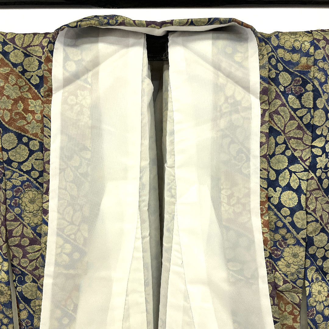 小紋 身丈159cm 裄丈63cm 袷  辻ヶ花 洗える着物  ポリ Sランク 紺系 1115000902318