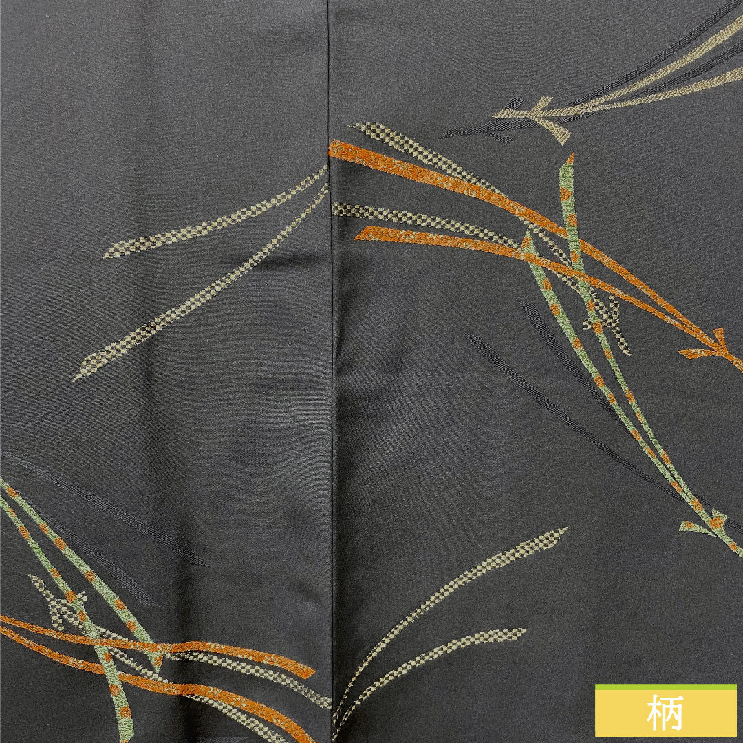 Haori, pure silk, length 78cm, sleeve length 63.5cm, black haori, pine needles, one crest, bellflower and three scales, S rank, lined, black, 1117000822910