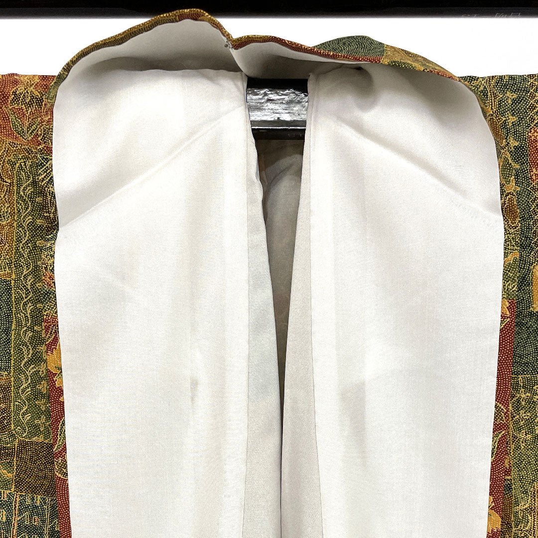 小紋 身丈152cm 裄丈64cm 袷  更紗柄 正絹 Aランク 茶系 1115000083214