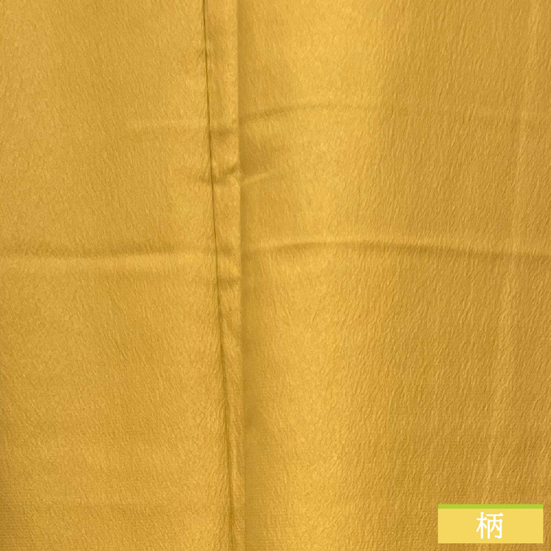 色無地 ポリエステル 身丈162cm 裄丈66.5cm 黄土色（おうどいろ） 洗える着物 素無地 袷 Sランク 黄系 1114001532423