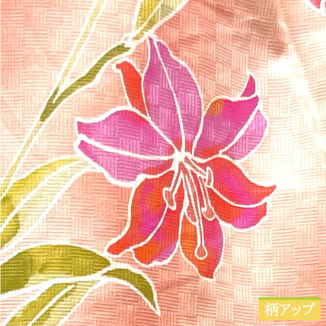 Yukata Cotton Length 162.5cm Sleeve length 67.5cm S rank Single layer Pink Casablanca 1118004812413