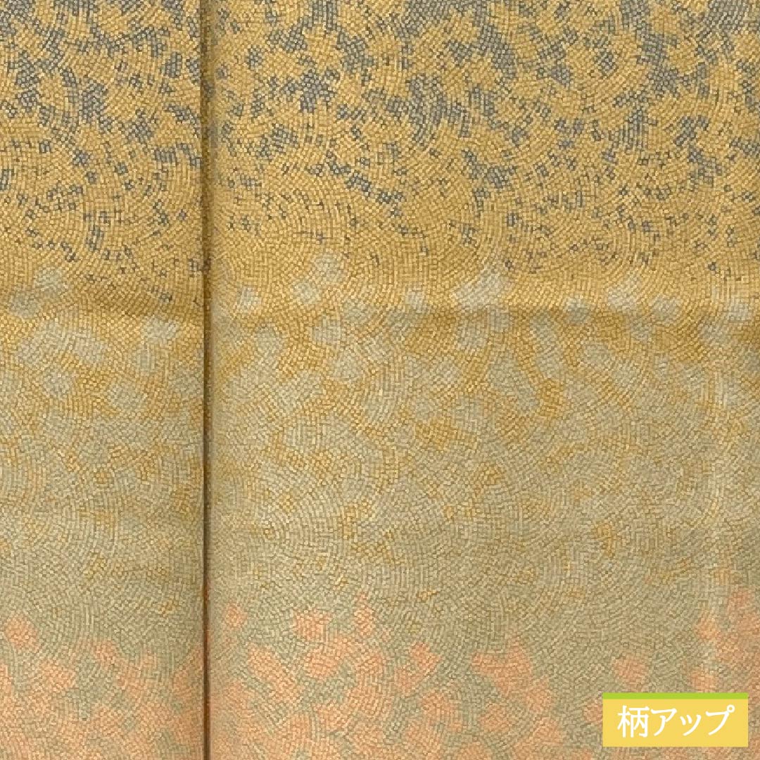 小紋 正絹 Sランク 身丈152.5cm 裄丈61.5cm 袷 江戸小紋 型染 丸に角立四つ目 一つ紋 青海波 グラデーション系 1115006492299