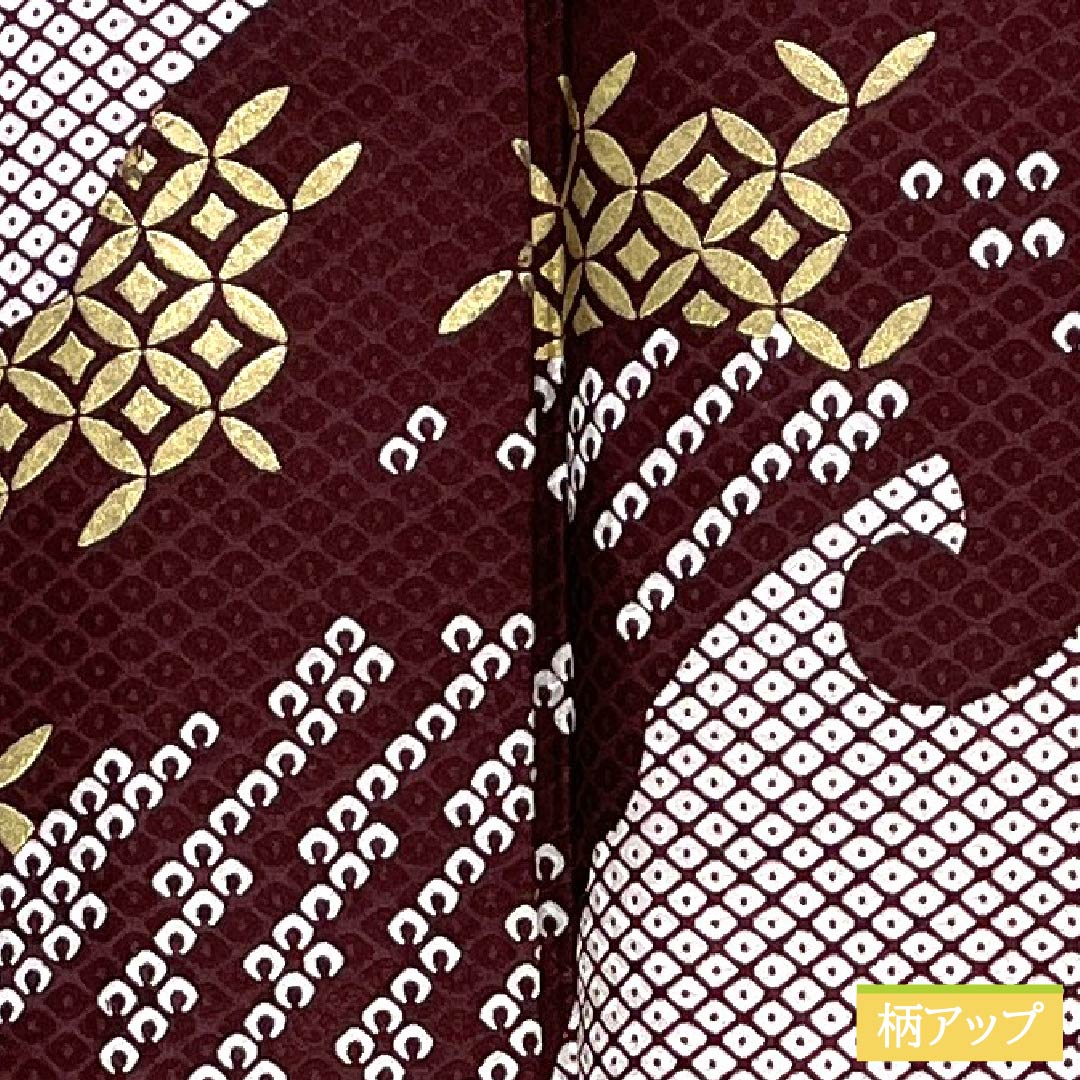 Homongi (visiting kimono), polyester, grade A, single layer, length 162cm, sleeve length 66.5cm, mokuranjiki (mokuran-jiki) pattern with wave design, shippo (cloisonne) pattern, with half-collar, washable, red, product number 1112006963412