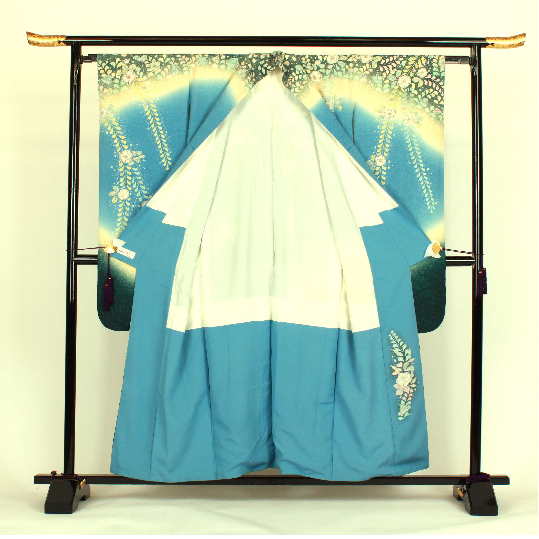 振袖 身丈156cm 裄丈63cm 袷  辻ヶ花 桐屋翠山工房謹製  正絹 Sランク 青系 1113000442317