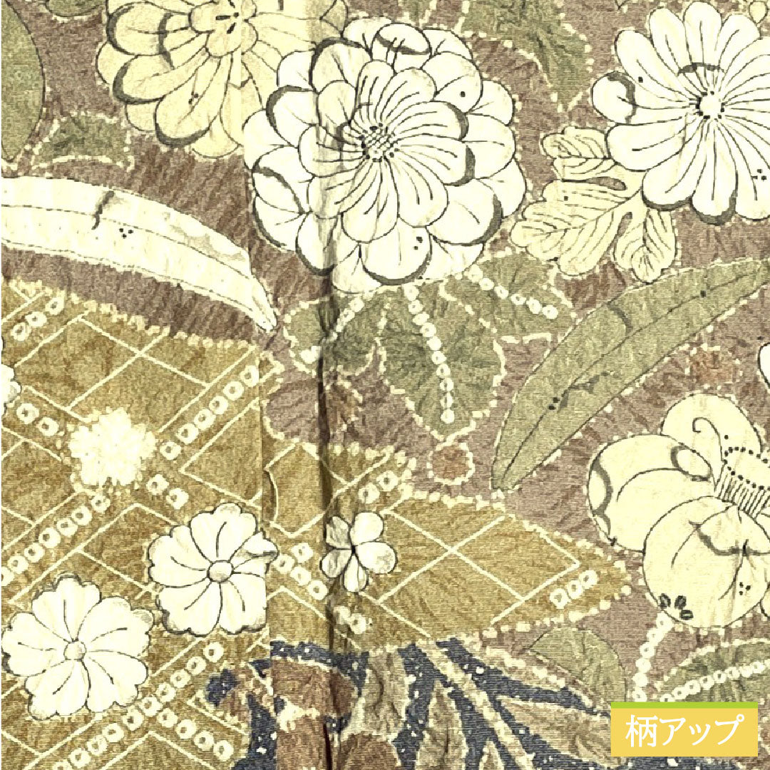 Homongi, pure silk, lined, length 156.5cm, sleeve length 63.5cm, snow color, Tsujigahana, artist's work, A rank, gray, 1112004893322