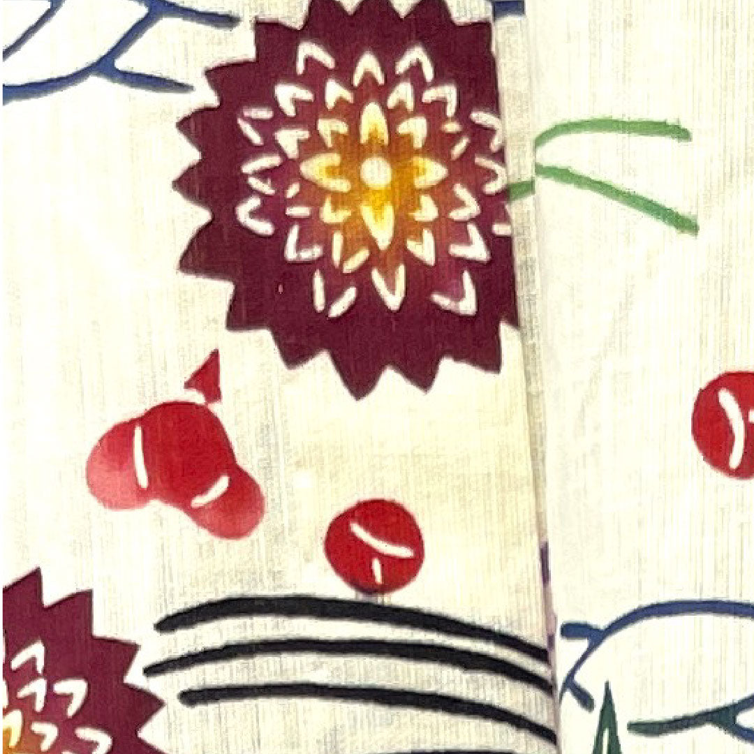 Yukata with basting thread, unused, milky white, stencil dyed, cotton linen, S rank, single layer, length 162cm, sleeve length 67cm, cream color, 1118002012415