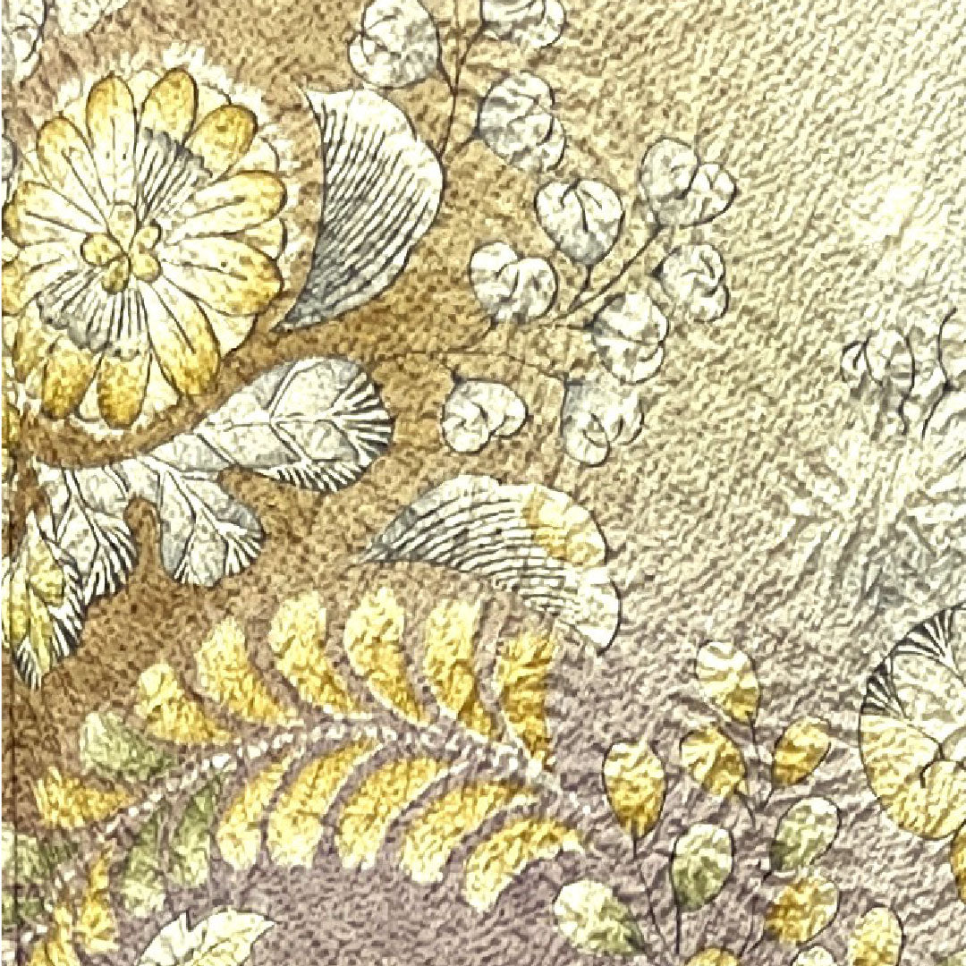 Homongi, pure silk, lined, length 154cm, sleeve length 64cm, sand color, Tsujigahana, thin rings and quince, S rank, beige, 1112003102225
