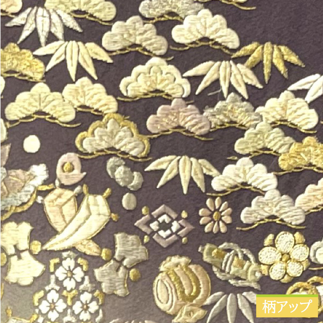 色留袖 正絹 身丈159.5cm 裄丈66cm 袷 紫烏色（しうしょく） 蘇州刺繡 吉祥文様 パールトーン加工 Aランク 紫系 1111001303320