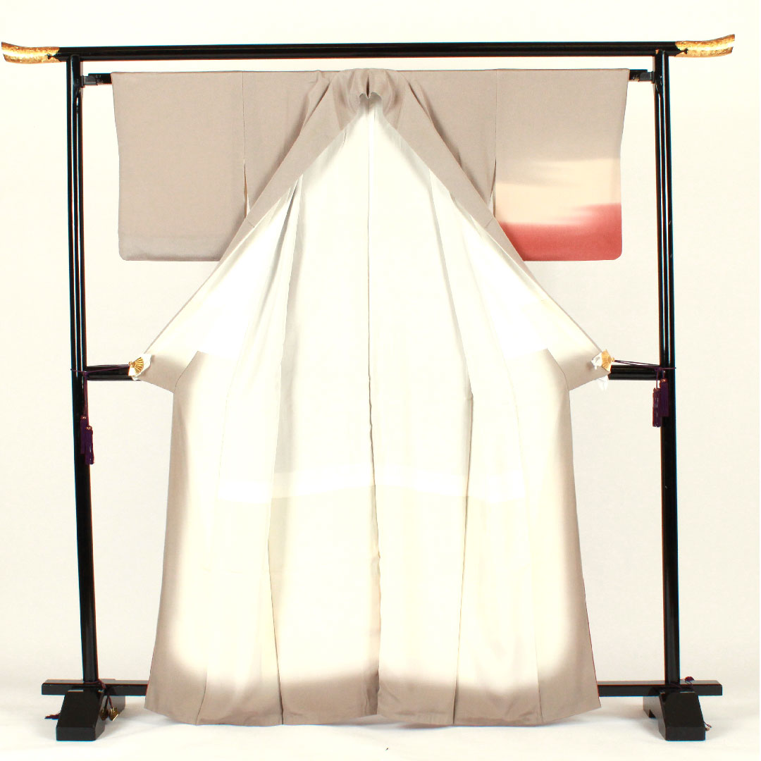 Homongi, lined, length 164.5cm, sleeve length 64cm, embroidery, bellflower crest, pure silk, B rank, gray, 1112001263422