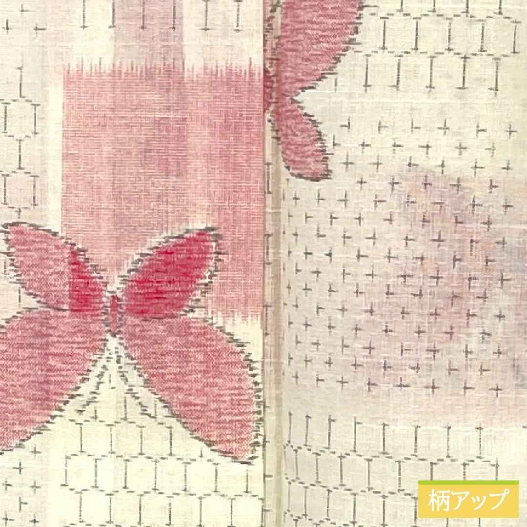 Summer cotton Tsumugi S-rank; length 160.5cm, sleeve-to-sleeve 64cm; milky white, Ichimatsu pattern, butterflies, sheer fabric, white-based. 1132003762411