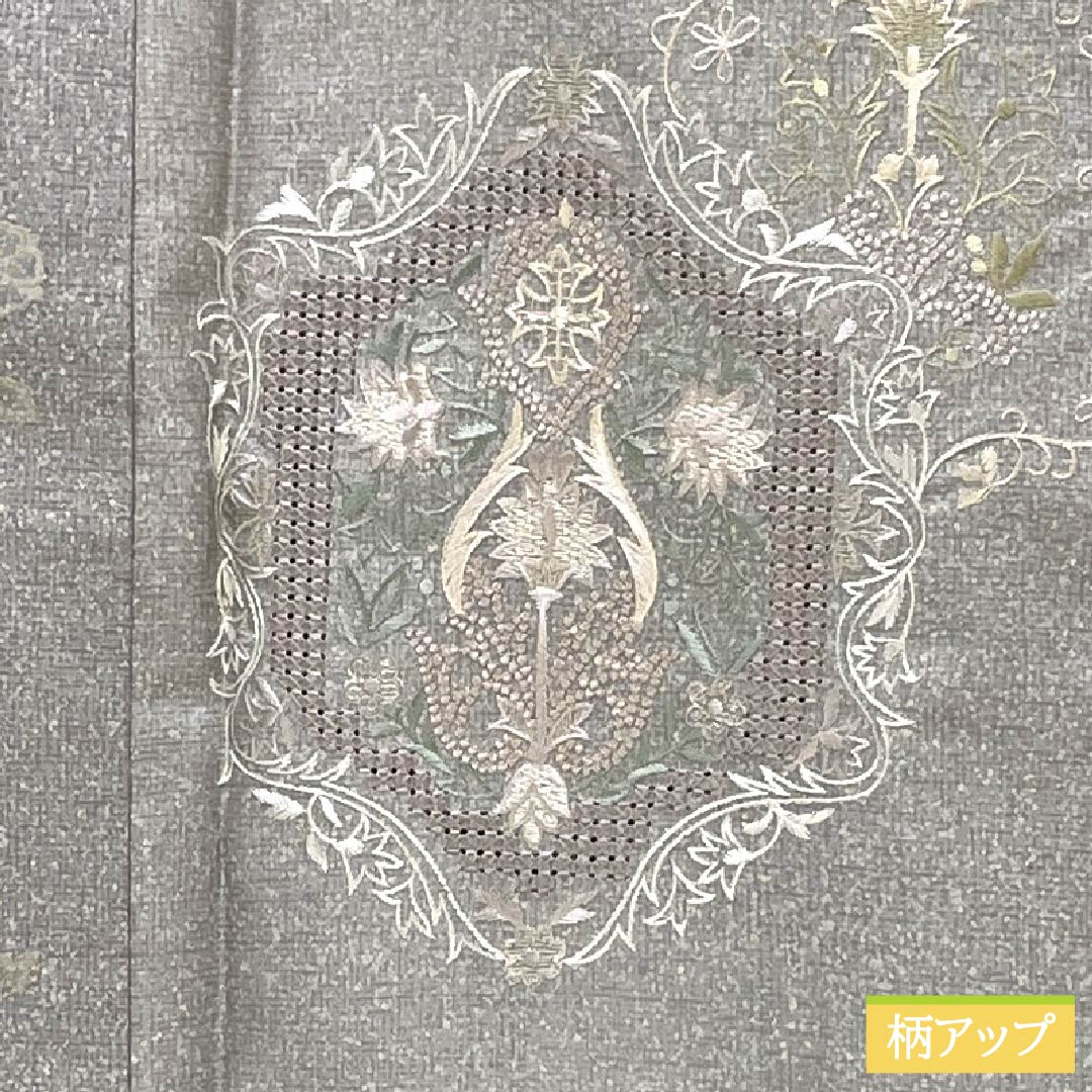 訪問着 正絹 Sランク 袷 身丈164.5cm 裄丈64.5cm 絹鼠色（きぬねずいろ） 蘇州刺繍 汕頭刺繍 抽象模様 グレー系 1112006422422