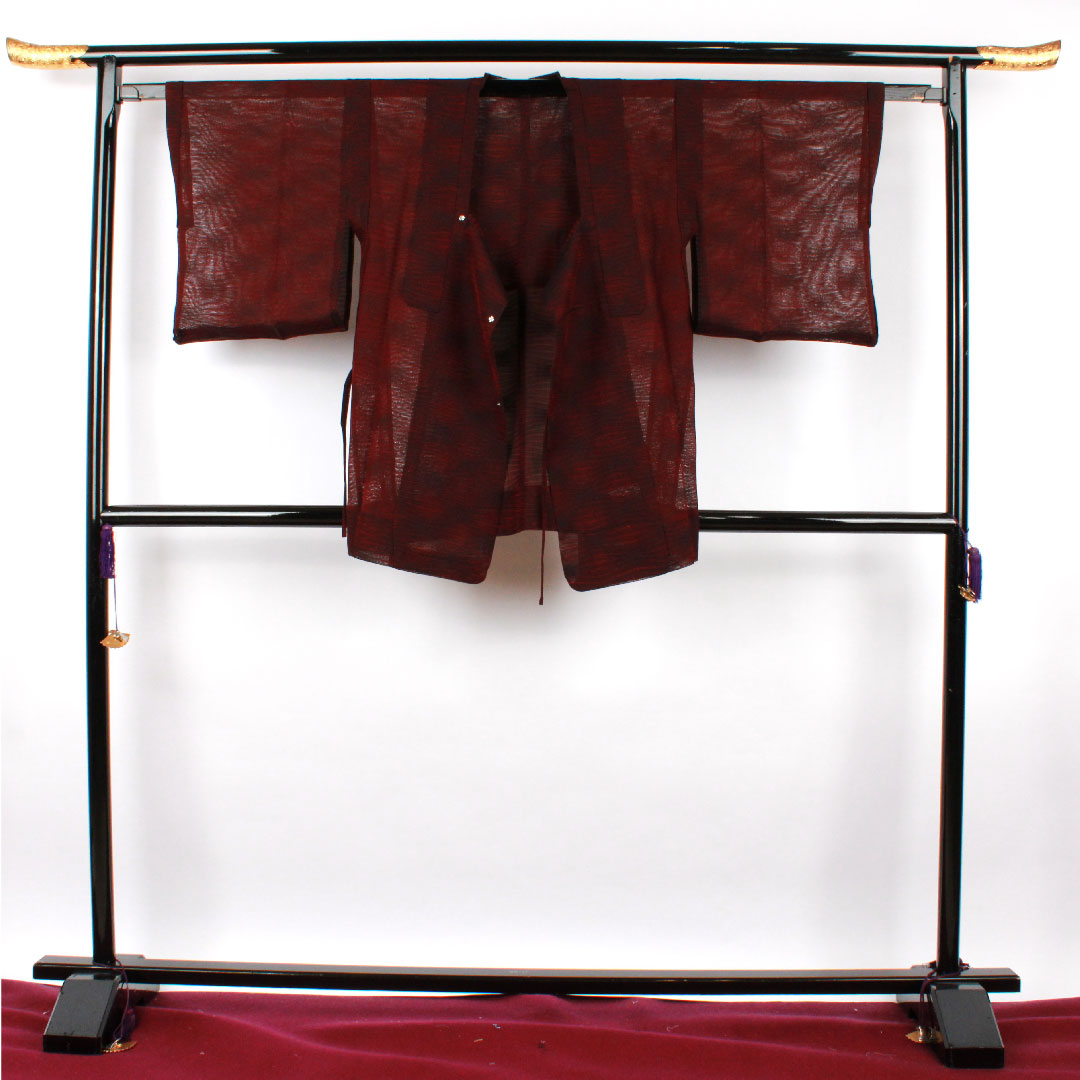 道行コート 身丈83cm 裄丈63cm 抽象模様 正絹 Sランク 紗 赤系 1117000492912