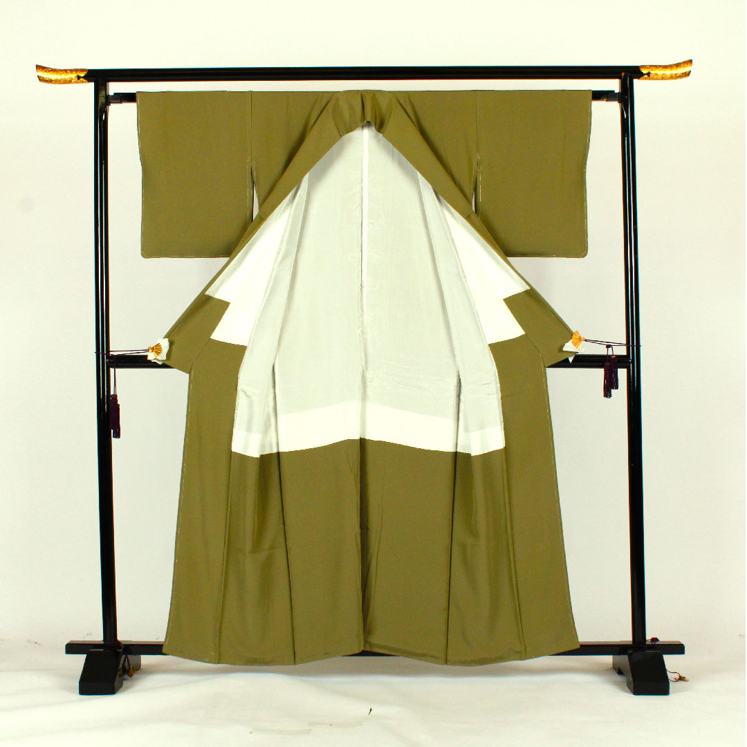 色無地 作家物 五三桐  身丈159.5cm 裄丈63.5cm 袷  正絹 Sランク 緑系 1114000432319