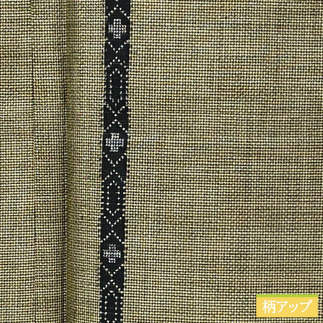 Silk Tsumugi (S-Rank) - Length 160.5cm, Sleeve Length 62cm, Kobichairo (Lustful Brown) - Authentic Oshima Tsumugi, Ichigen Kasuri Pattern, 7 Marks, Lined, Green, Product Number: 1116004522419