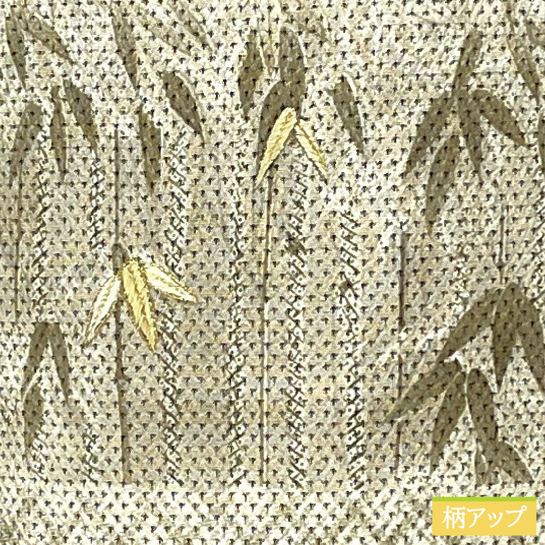 Homongi (formal kimono) made of pure silk, single layer, length 156.5cm, sleeve length 63.5cm, white-brown, by artist, bamboo, pearl-tone finish, Bando Mitsugoro, S rank, beige, 1112006022325