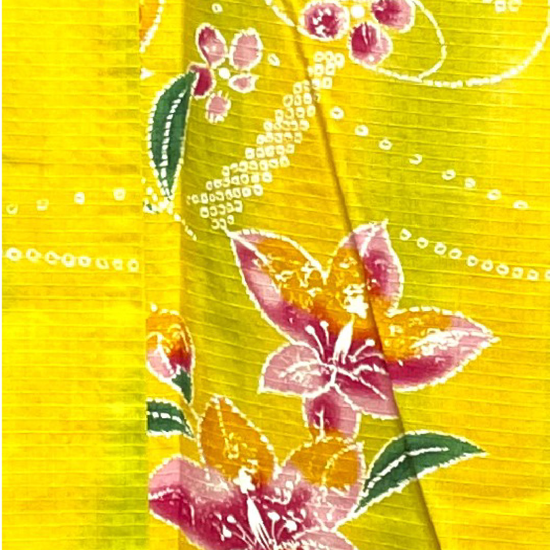 Yukata, Sunflower color, Wind chimes and flower pattern, Cotton, A rank, Single layer, Length 161.5cm, Sleeve length 69cm, Yellow, 1118001033423