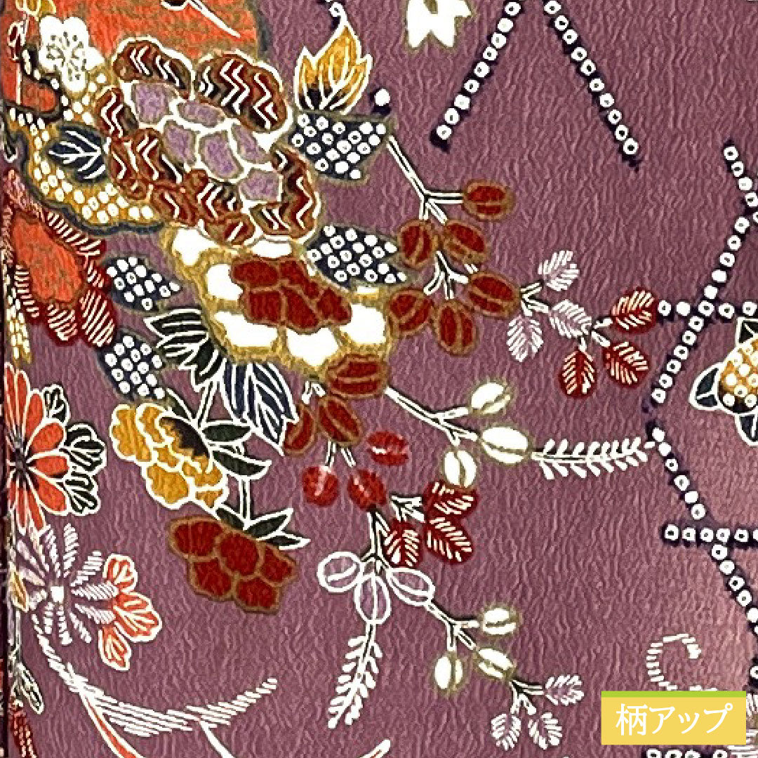 Small pattern, polyester, length 169.5cm, sleeve length 64.5cm, lined, Kyoto wisteria color, washable kimono, floral pattern, A rank, purple, 1115004623520