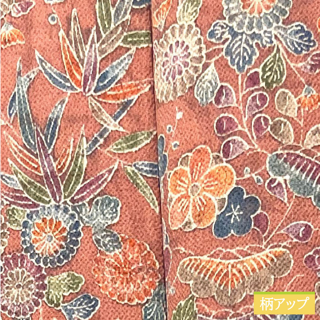 小紋 正絹 身丈160cm 裄丈65cm 袷 浅蘇芳色（あさきすおういろ） 草花模様 Sランク ピンク系 1115004102413