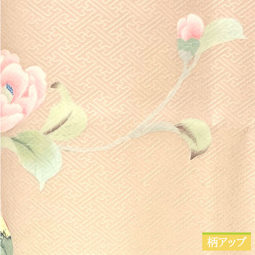 訪問着 正絹 袷 身丈158.5cm 裄丈64.5cm 薄桜色（うすざくらいろ） 京友禅 草花模様 Aランク ピンク系 1112004373313