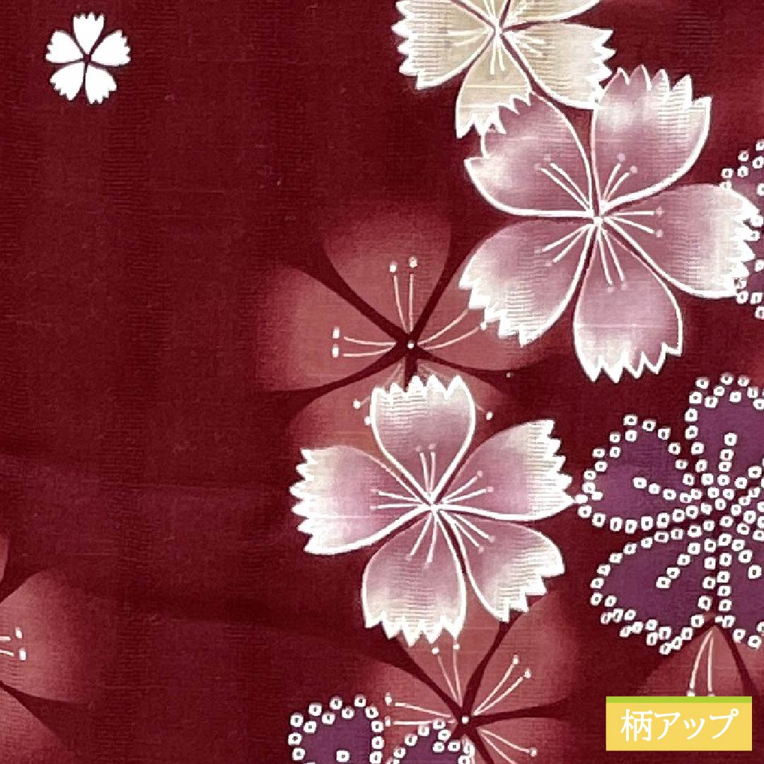 Cotton Yukata, Length 164cm, Sleeve Length 65cm, S Rank, Single Layer, Deep Scarlet Red, Pink, 1118006412412