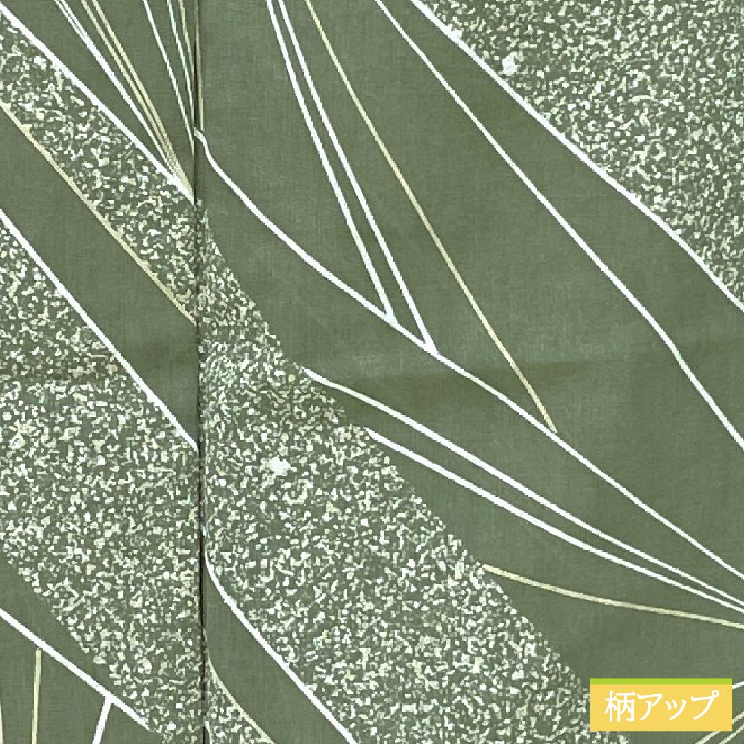 夏物 ポリエステル 小紋 身丈167cm 裄丈69.5cm 岩井茶色（いわいちゃいろ） 抽象模様 紗 Sランク 緑系 1132002392519