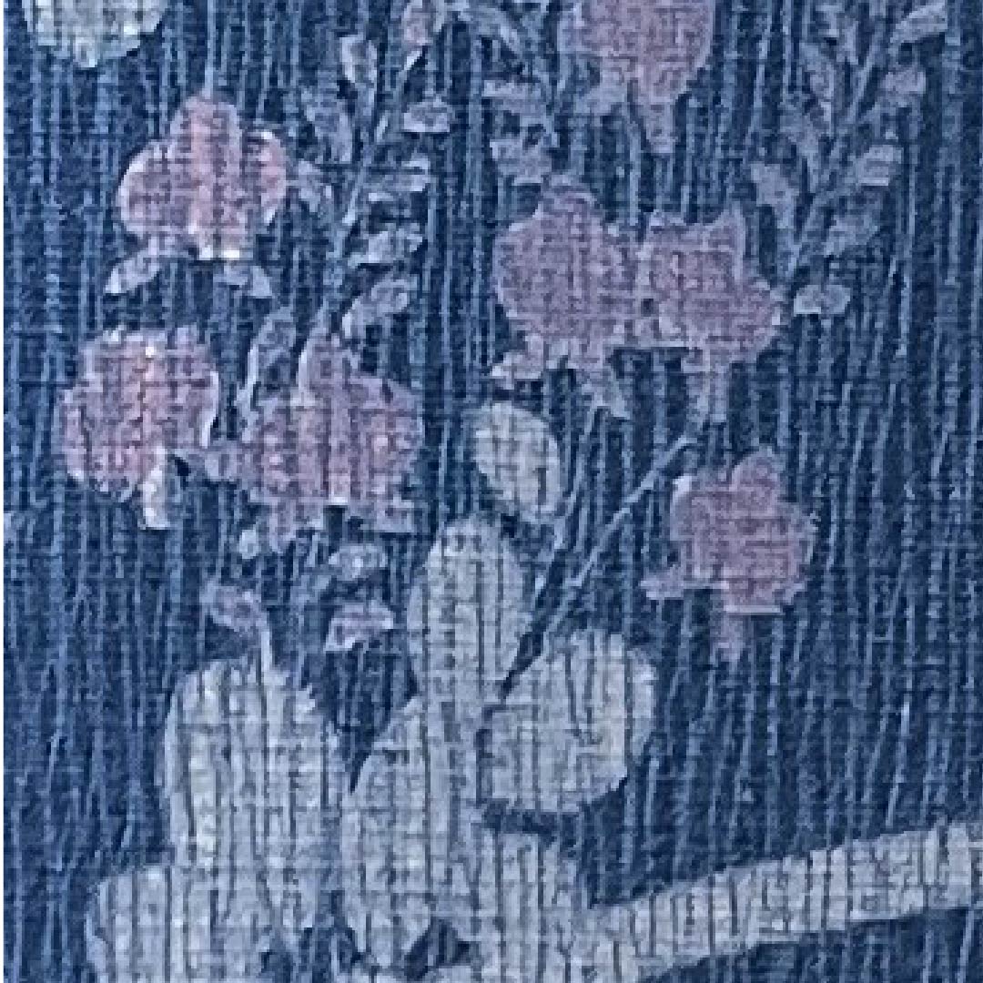 夏物 正絹 訪問着 身丈158cm 裄丈63.5cm 濃藍色（こいあいいろ）草花模様 二重紗 Sランク 紺系 1132000142318