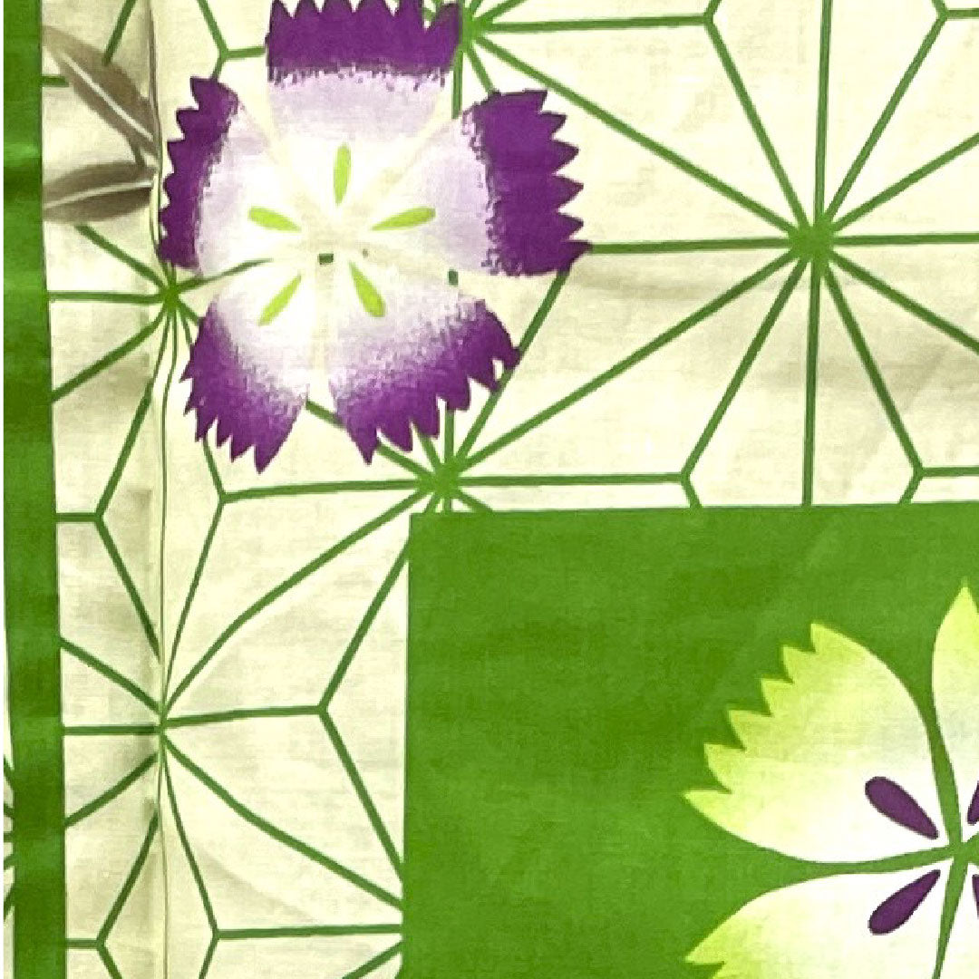 Yukata, Evergreen, Pink, Asanoha, Cotton, S Rank, Single Layer, Length 165.5cm, Sleeve Length 66cm, Green, 1118002722519