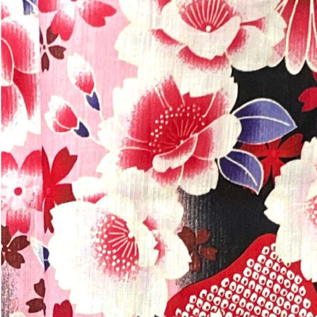Yukata, Chrysanthemum, Cherry Blossom, Butterfly, Cotton, S Rank, Single Layer, Length 163cm, Sleeve Length 64cm, Black, 1118001522410