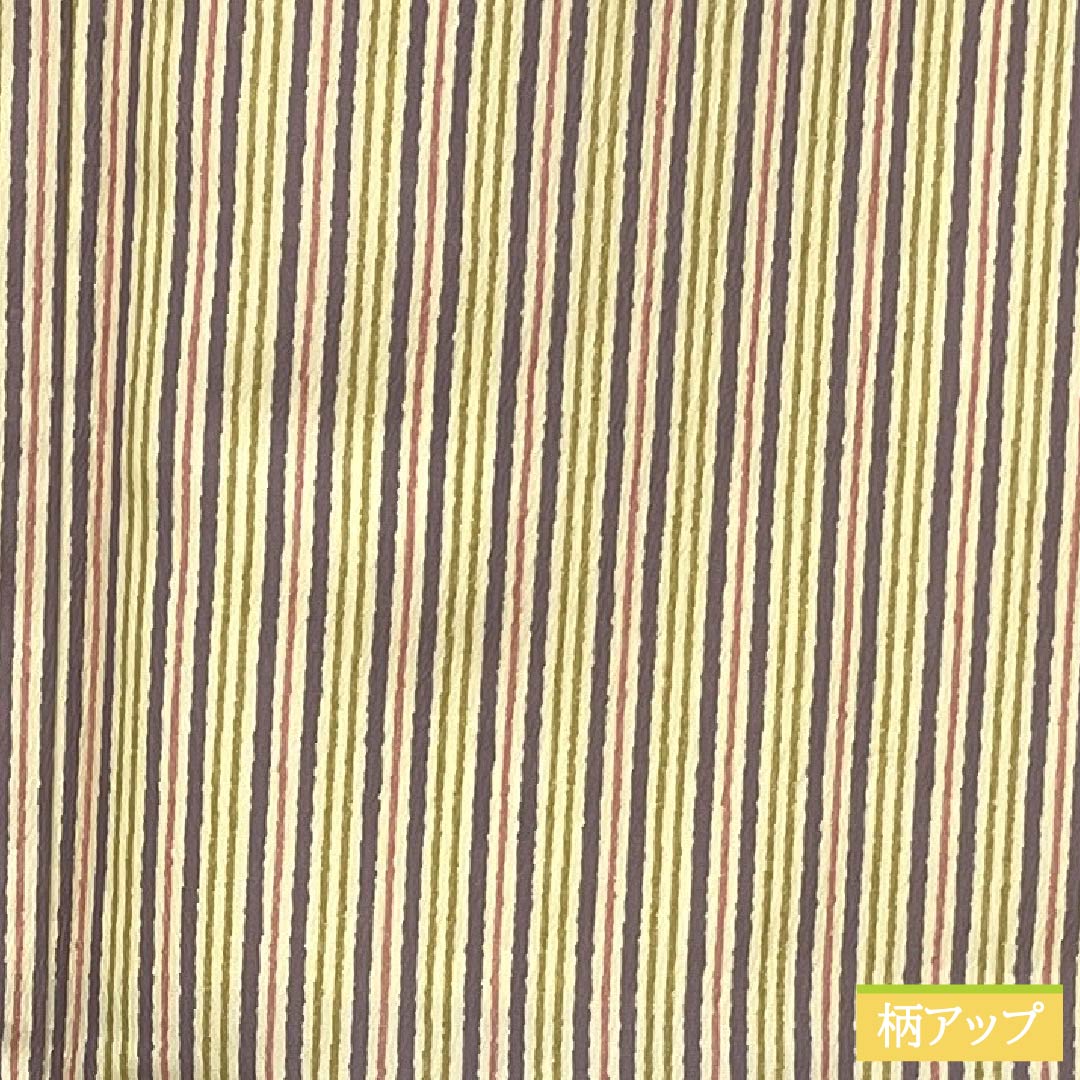 小紋 ポリエステル 身丈163.5cm 裄丈66cm 袷 薄卵色（うすたまごいろ） 縞 未使用品 しつけ糸付き 洗える着物 Sランク クリーム系 1115006052415