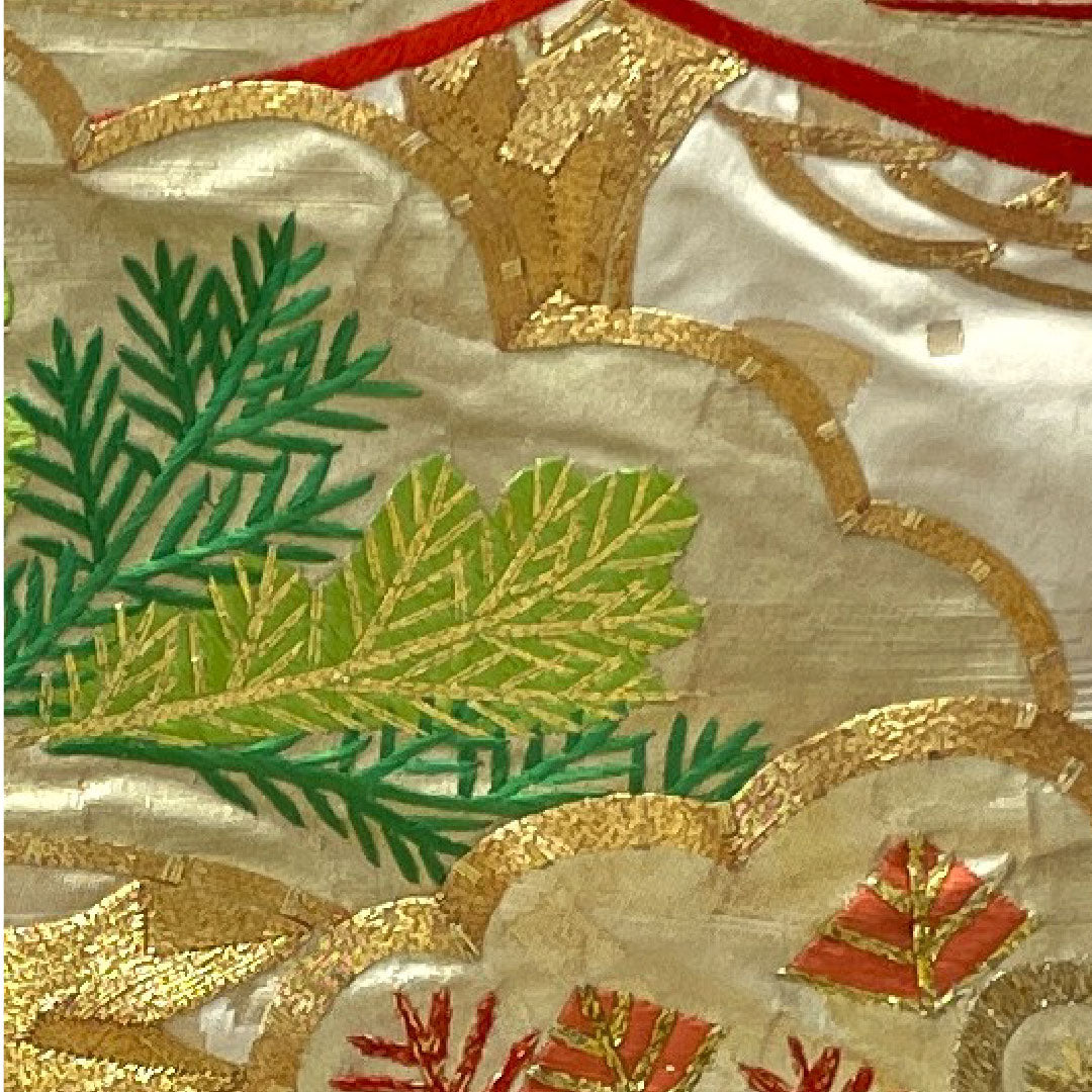 色打掛 身丈184cm  千總 大丸 千歳契松文 金駒刺繡 正絹 Bランク 袷 クリーム系 1110000604915