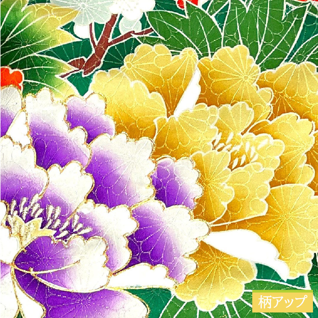 振袖 正絹 身丈161.5cm 裄丈65cm 袷  濡葉色 京友禅 吉祥文様  Aランク 緑系 1113001973419