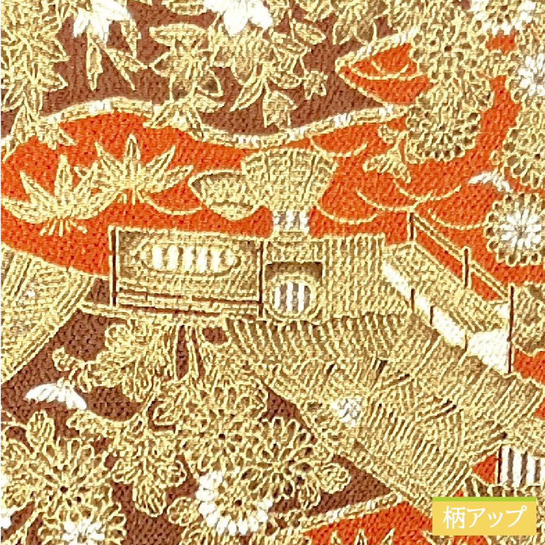 小紋 正絹 身丈157cm 裄丈64.5cm 袷  濃茶色 茶屋辻 松竹梅  Sランク 茶系 1115003602314