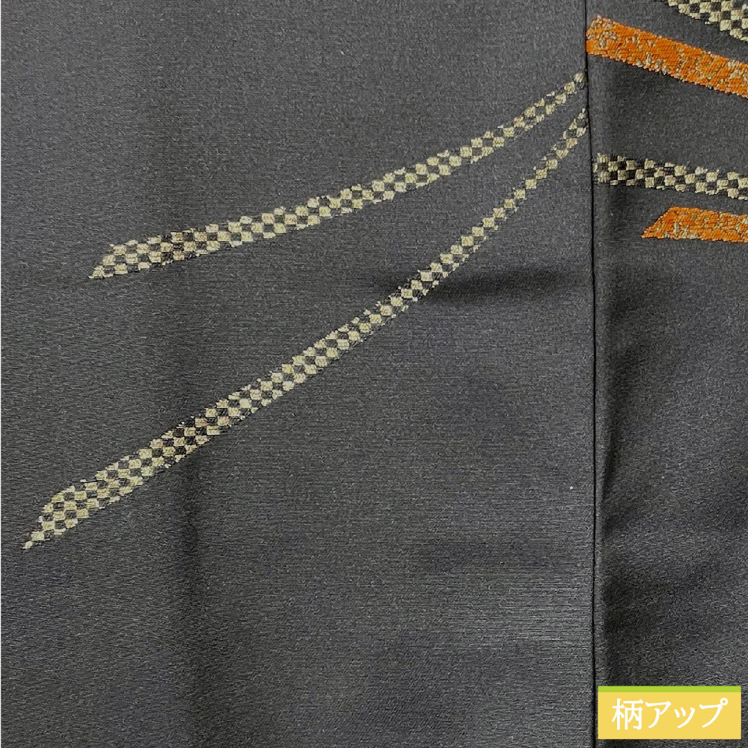 Haori, pure silk, length 78cm, sleeve length 63.5cm, black haori, pine needles, one crest, bellflower and three scales, S rank, lined, black, 1117000822910