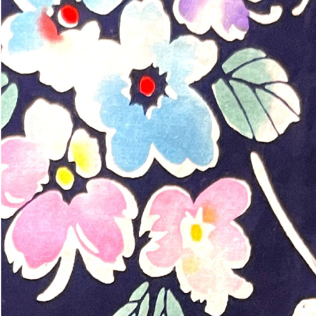 Yukata with basting thread, unused, dark navy blue, abstract flower, cotton, S rank, single layer, length 164cm, sleeve length 67cm, navy blue, 1118003432418