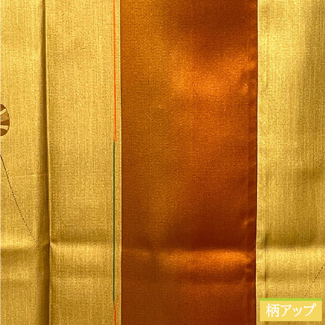 道行コート 正絹 身丈122.5cm 裄丈64cm 唐金色（からかねいろ） 抽象模様 Sランク 単衣 黄系 1117001012923
