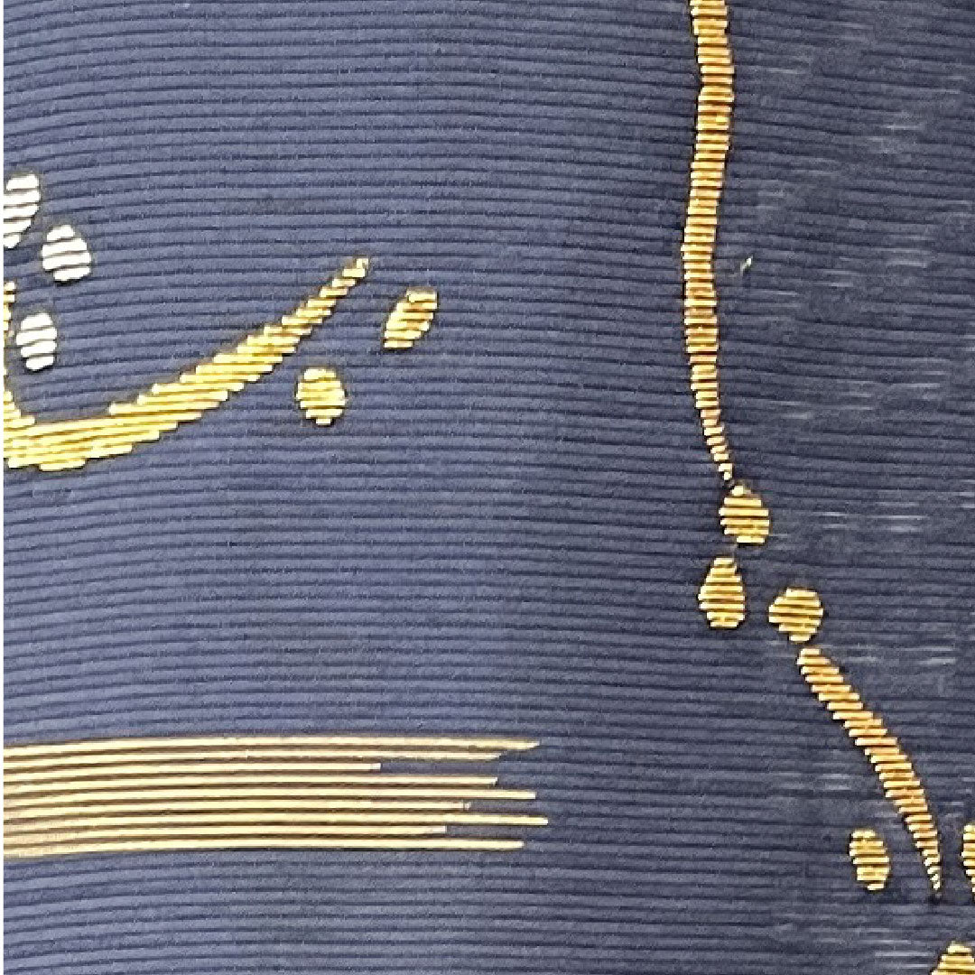 Visiting kimono, summer, length 158cm, sleeve length 66cm, dark color, silk, Takeyamachi embroidery, abstract pattern, bellflower with three scales, pure silk, S rank, navy blue, 1112002772318