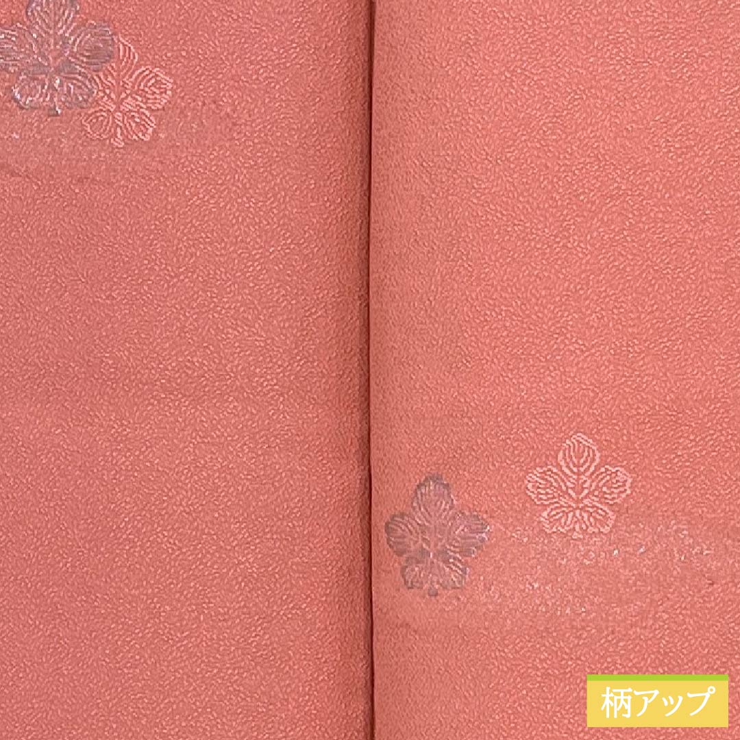 Solid-colored kimono (iromuji) made of pure silk, grade A, length 161cm, sleeve length 63cm, peach-red (tokoshoku) color, Kumi silk, durable dyeing, Tango crepe, lined, pink, product number 1114002443413