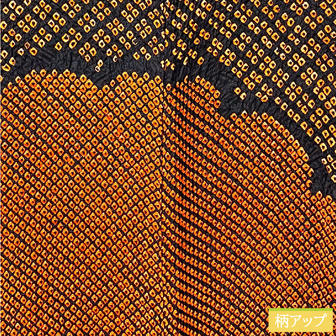 Haori (Japanese traditional coat) made of pure silk, length 75cm, sleeve length 65cm, scarlet, all-dyed, abstract pattern, with basting thread, S rank, lined, vermilion, 1117001052916