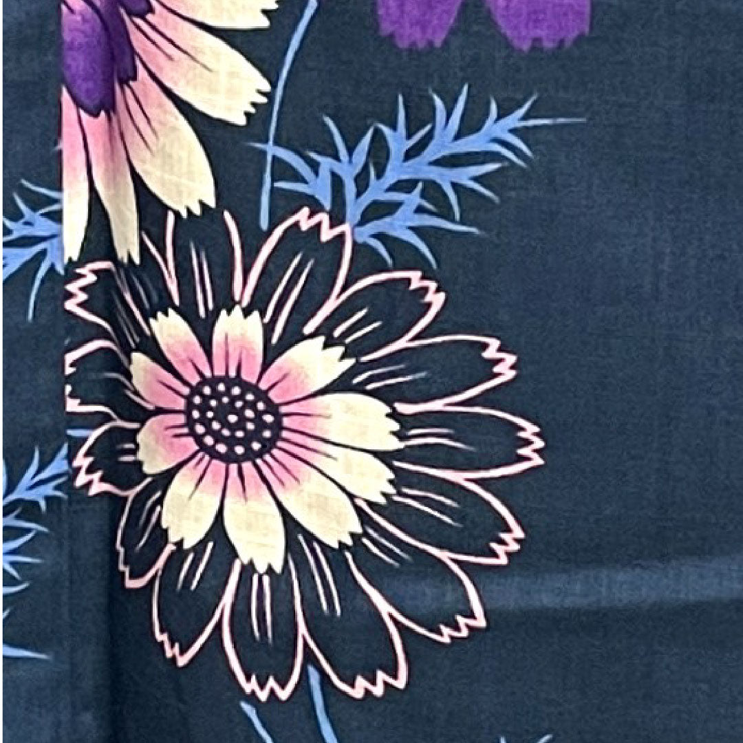 Yukata, deep blue, cosmos, cotton, A rank, single layer, length 163cm, sleeve length 66.5cm, navy blue, 1118000963418