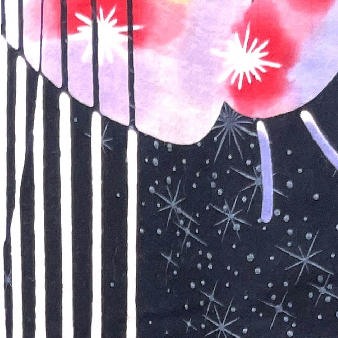 浴衣 黒色 蝶 縦縞 星 木綿 Sランク 単衣 身丈148.5cm 裄丈61.5cm 黒系 1118004322110