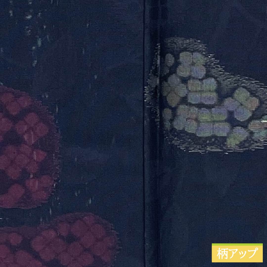 夏物 正絹 お召 Sランク 身丈157cm 裄丈64cm 濃紺色（のうこんいろ） 紫陽花 紗 紺系 1132004352318