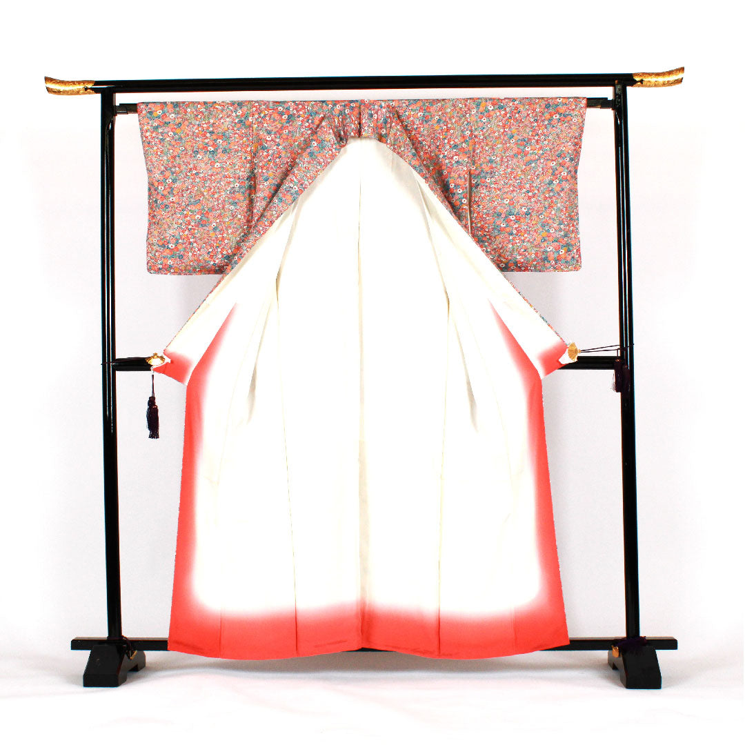 小紋 身丈161cm 裄丈64cm 袷  梅模様 レトロ 正絹 Sランク 紫系 1115000622320