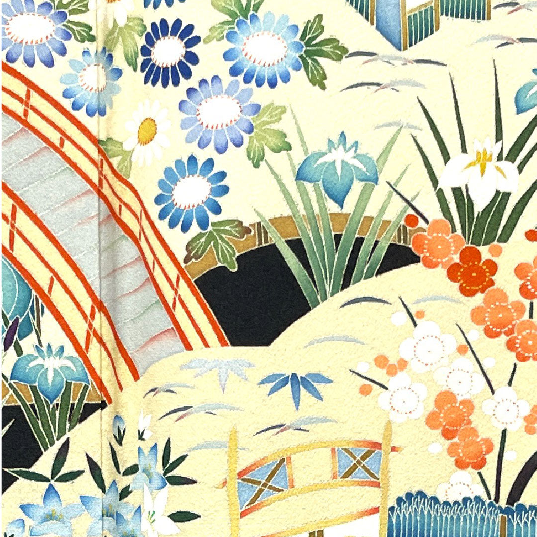 Black Tomesode, Length 154.5cm, Sleeve Length 62cm, Awase, Kyoto Yuzen, Landscape Pattern, Thread Ring and Peeking Mokko, Pure Silk, A Rank, Five Crests, Black, 1111000883210